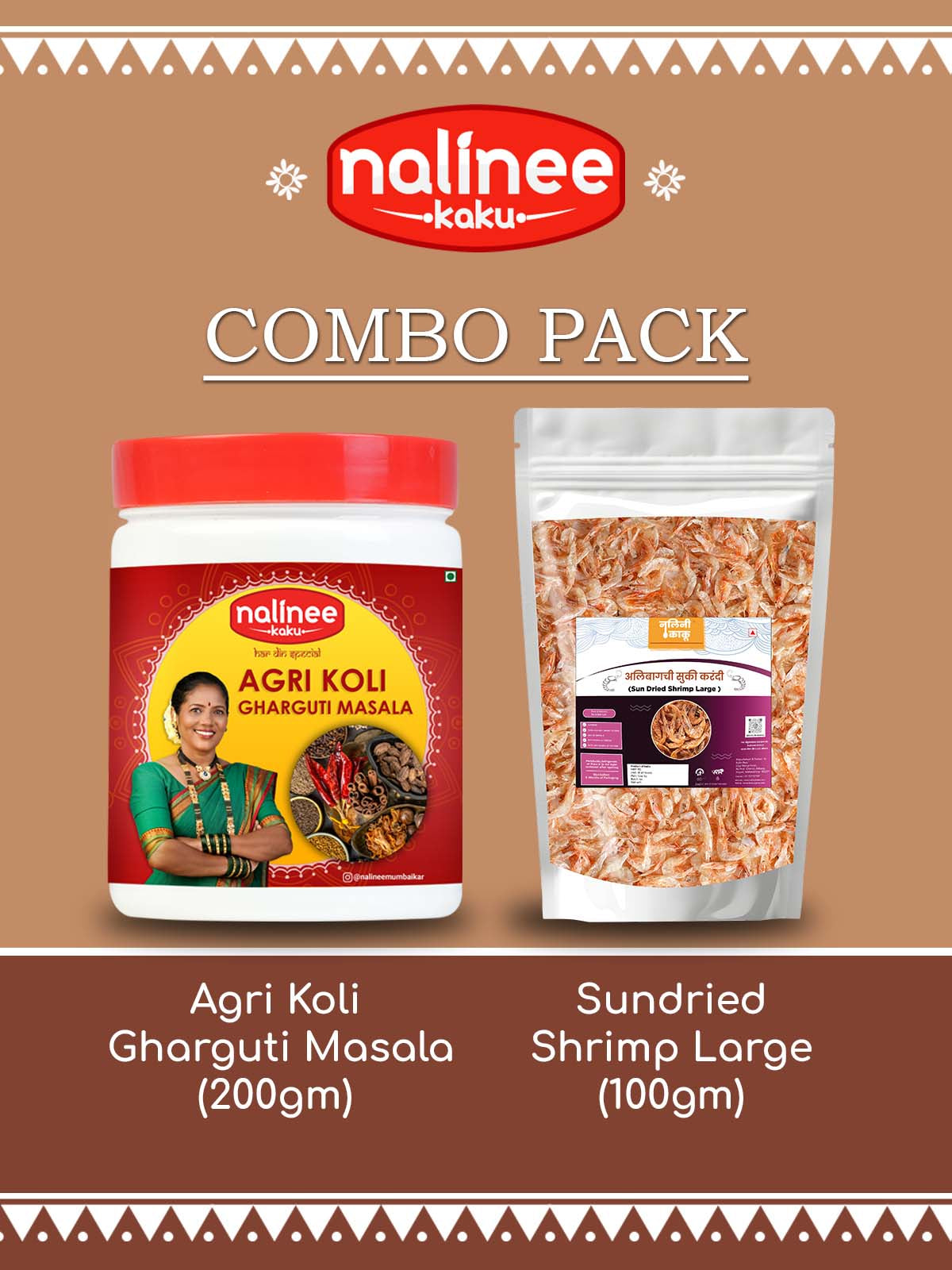 Nalinee Kaku's Gharguti Masala (200gms) & Sundried Large Shrimp (100gms)